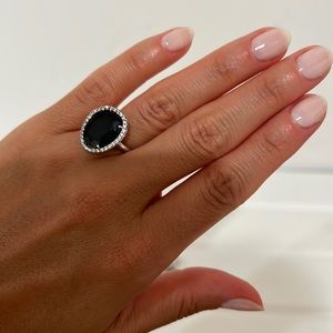 Original Pandora black onyx zirconia silver Ring size 5.5